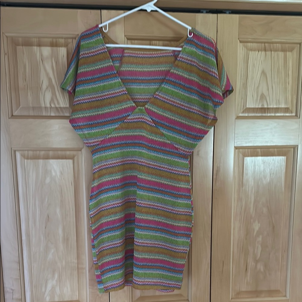 Multicolor Striped Women's Swimsuit Coverup